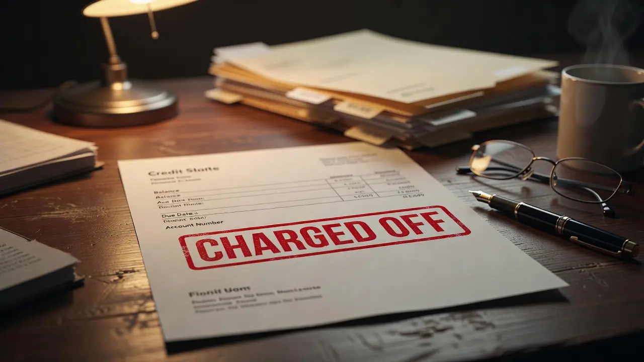 A credit account statement stamped charged off, illustrating what a charge-off means on a credit report